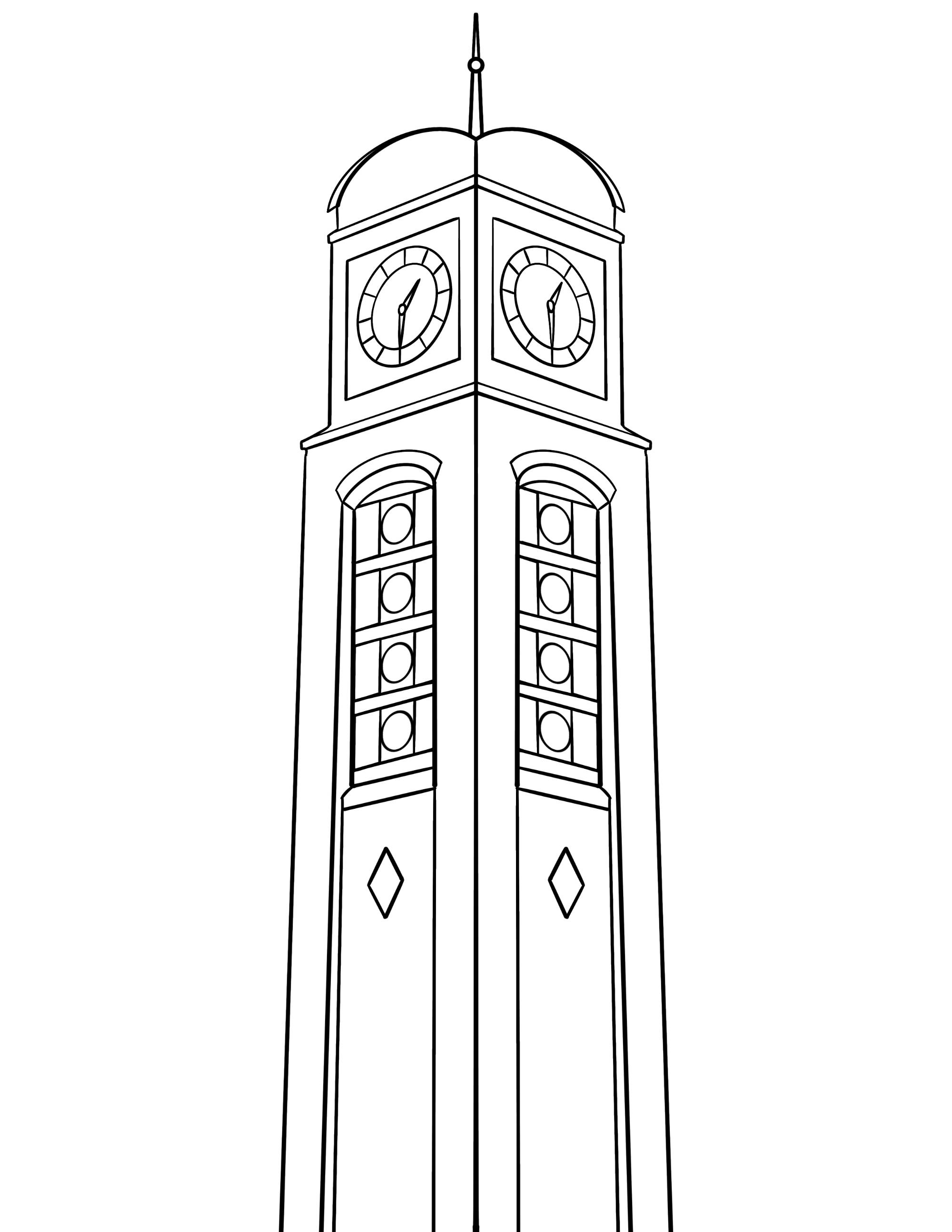 A coloring sheet of the Cook Carillon Tower